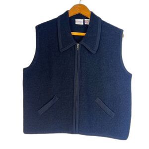 CC Hughes Vintage 100% Wool Black Vest Full Zip Basic Layering Quality Sz Medium